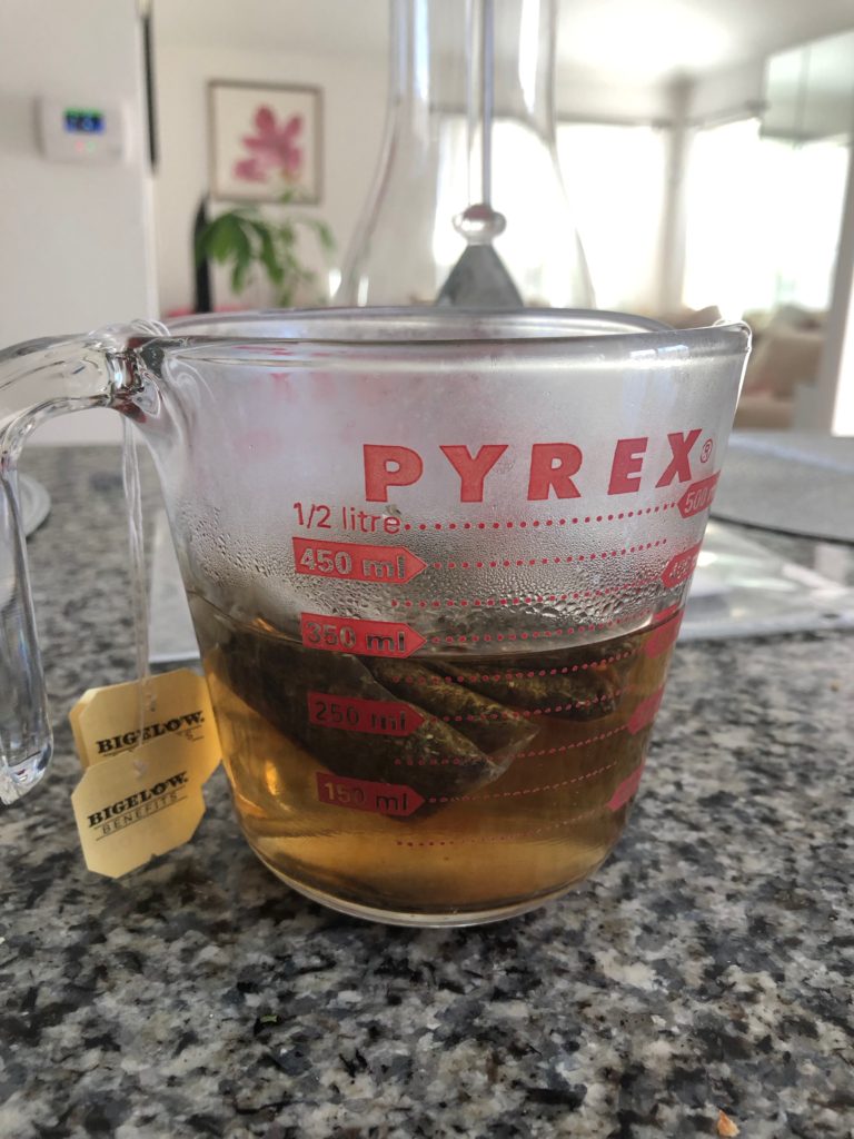 Chamomile-Lavender Tea bags steeping in water